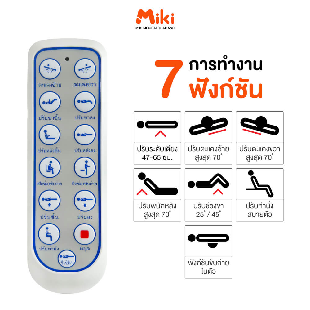 เตียงผู้ป่วยไฟฟ้า MIKI THAILAND JD-H01 4 ไกร์ พร้อมฟูกที่นอน